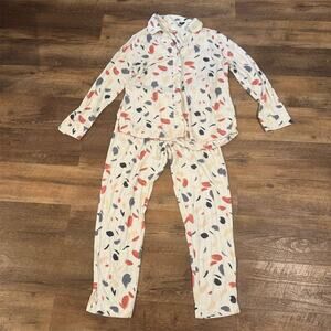 Soma Paint Strokes Colorful Pajama Set Size M Long Sleeve Pockets Buttery READ